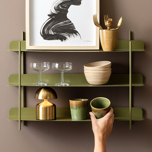 Etagère murale en métal vert kaki - Riqueza