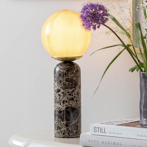 Lampe à poser sphérique en marbre chocolat - taille M - Lazio