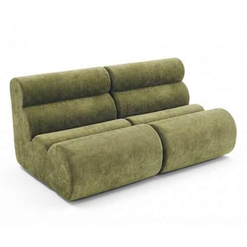 Lot de 2 chauffeuses modulables en tissu chenille vert kaki - Billie