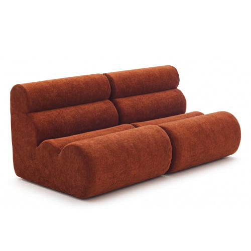 Lot de 2 chauffeuses modulables en tissu chenille rouille - Billie