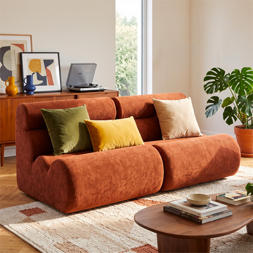 Lot de 2 chauffeuses modulables en tissu chenille rouille - Billie