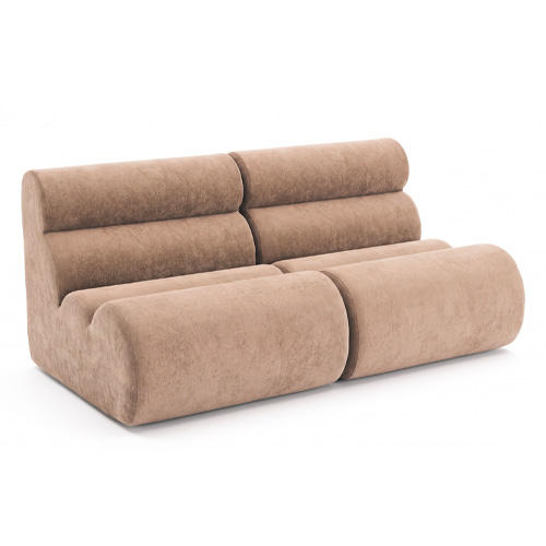 Lot de 2 chauffeuses modulables en tissu chenille moka - Billie