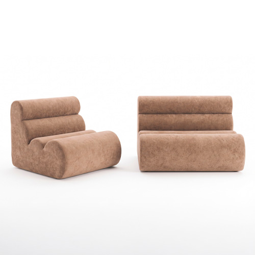 Ensemble chauffeuse + banquette modulables 3 places en tissu chenille moka - Billie