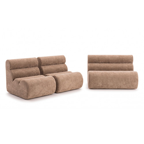 Ensemble chauffeuses + banquette modulables 4 places en tissu chenille moka - Billie
