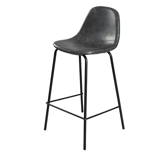 Lot de 2 chaises de bar John en simili cuir noir - Collection Tom