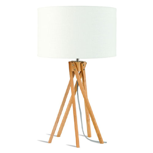 Lampe de table en bambou abat jour en lin blanc - Collection Kilimanjaro - Good&Mojo