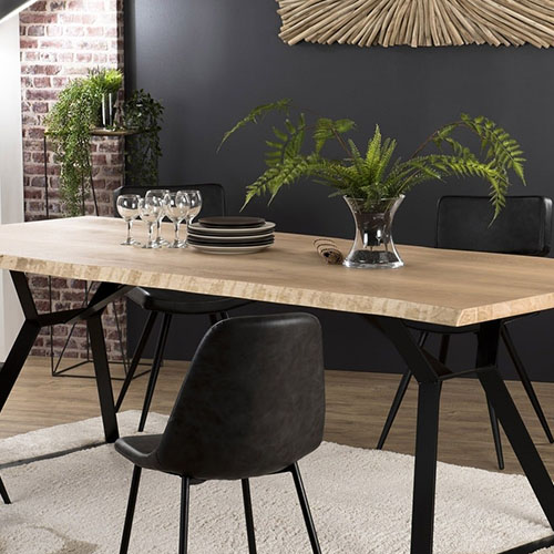 Table à manger 230x100cm en chêne piètement métal noir - Collection Maxence