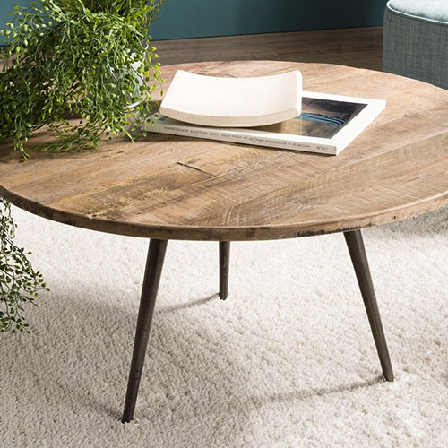 Table basse 75x75cm en teck recyclé et métal - Athena