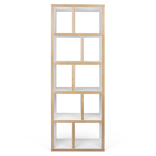 Etagère 5 niveaux 70cm en contreplaqué naturel et blanc - Collection Berlin - Temahome