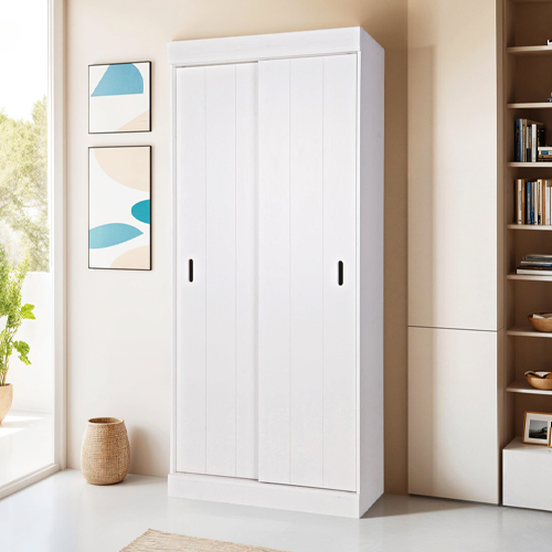 Armoire 2 portes en pin blanc - Collection Row - Woood