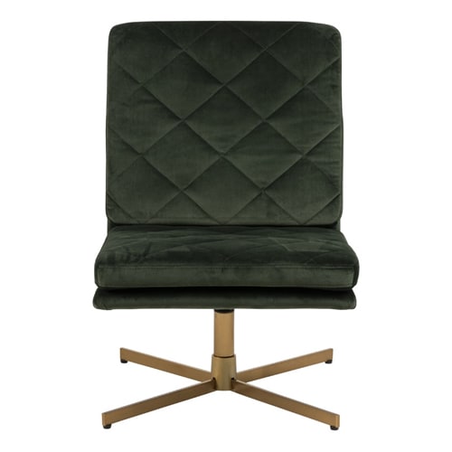 Chaise pivotante en velours vert piètement en métal doré - Collection Carrera