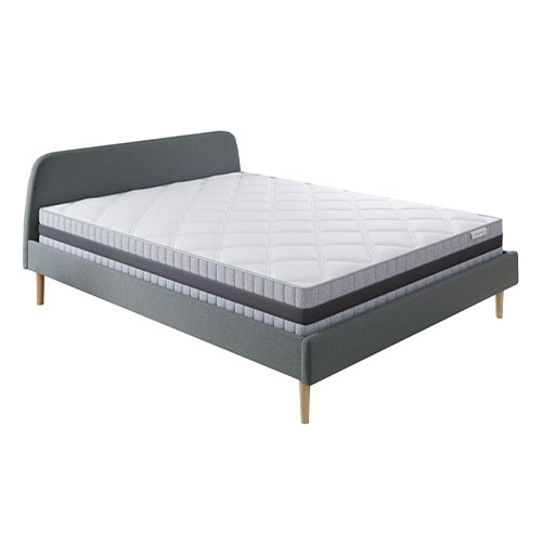 Ensemble matelas mémoire 180x200 Memo Luxe + Lit gris foncé avec sommier Gaby - Mousse HD + Mémoire de forme - Hbedding