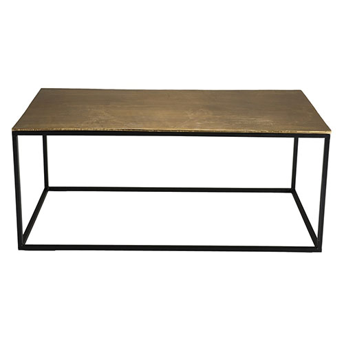 Table basse rectangulaire 98x57cm en aluminium doré - Collection Johan