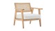 EN ARRET - Fauteuil en tissu bouclé beige et cannage naturel - Tim