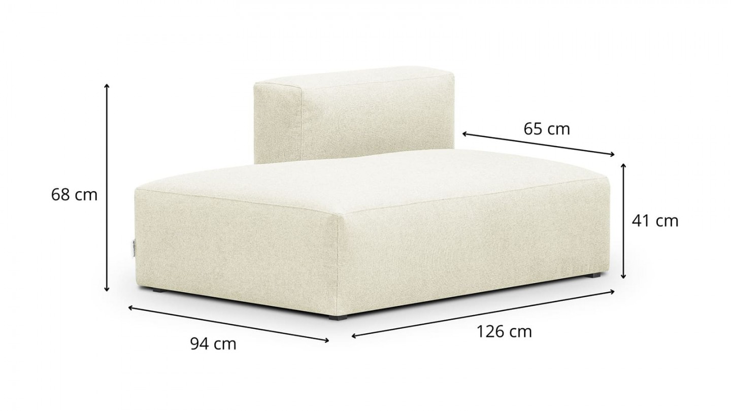 Module d'angle ouvert à gauche 2 places en tissu ivoire - Modulo