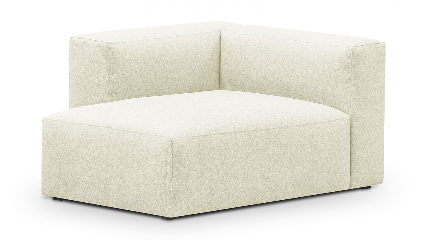 Méridienne d'angle à gauche modulable en tissu ivoire - Modulo