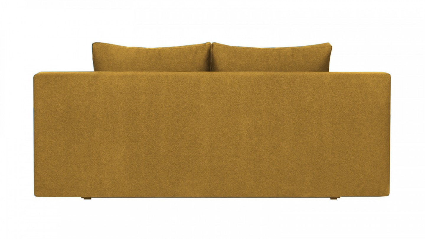 Canapé convertible 3 places avec coffre de rangement en tissu jaune moutarde - Laria New