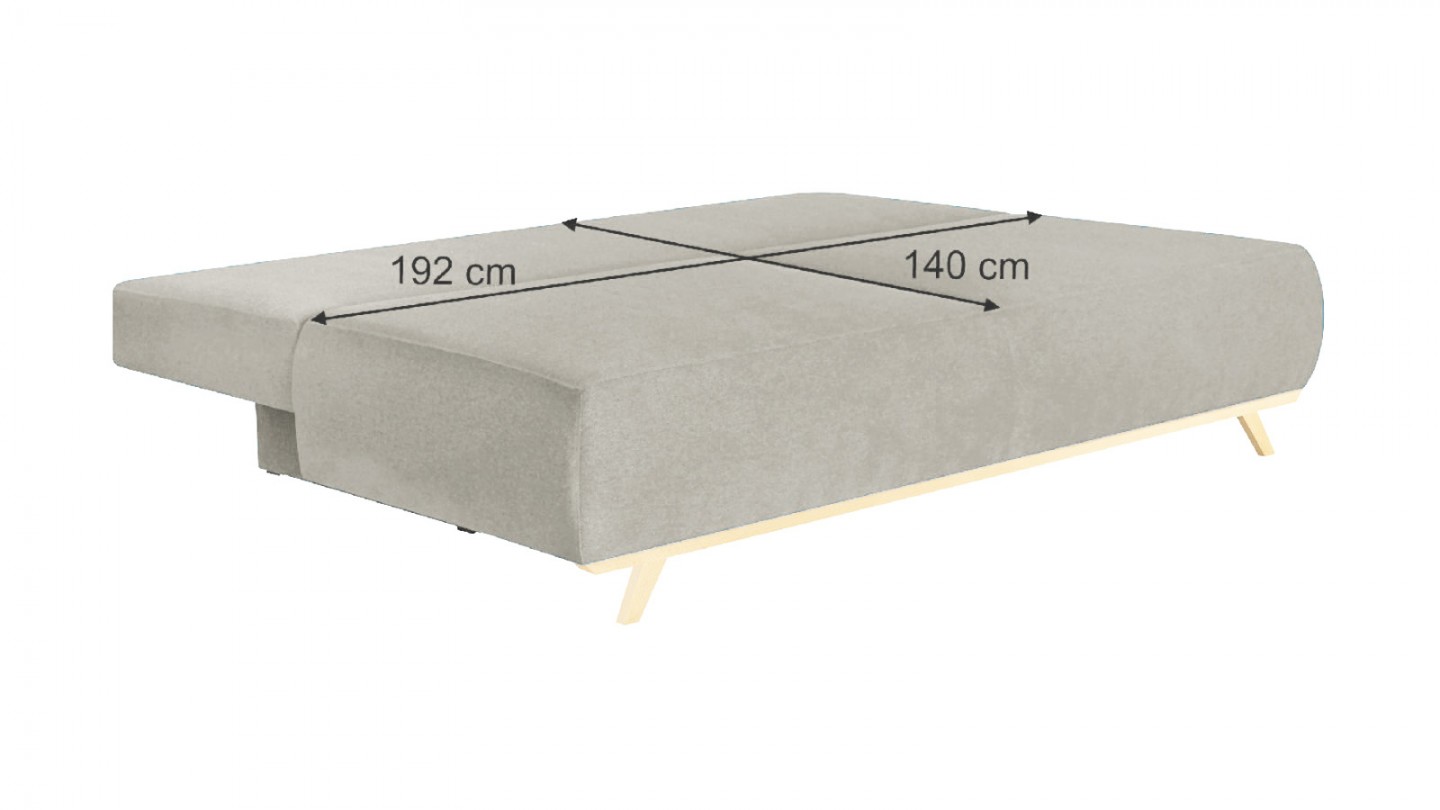 Canapé convertible 3 places avec coffre de rangement en tissu beige - Laria New