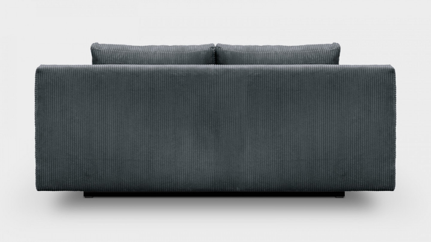 Canapé convertible 3 places avec coffre de rangement en velours côtelé gris foncé - Laria New