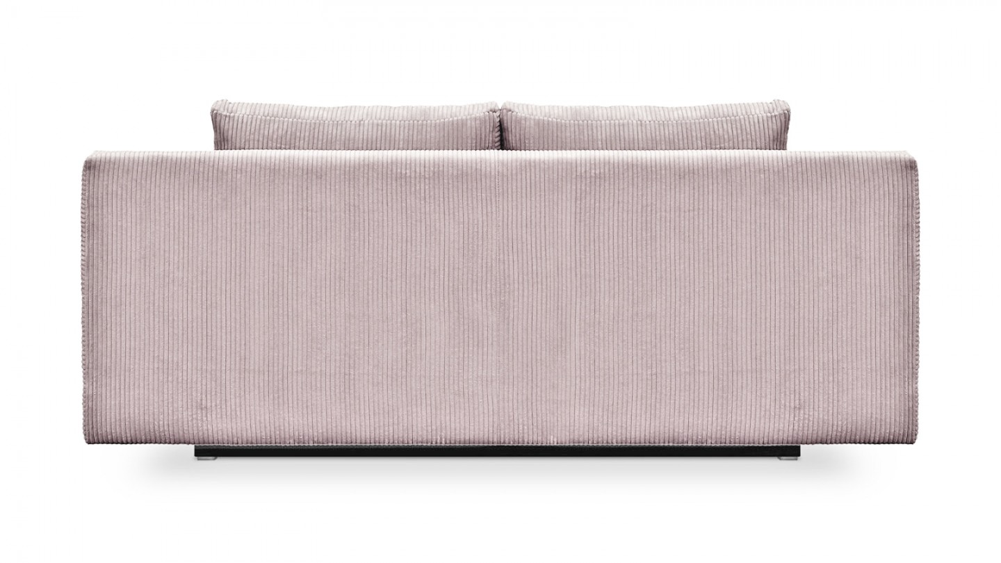 Canapé convertible 3 places avec coffre de rangement en velours côtelé rose pâle - Laria New