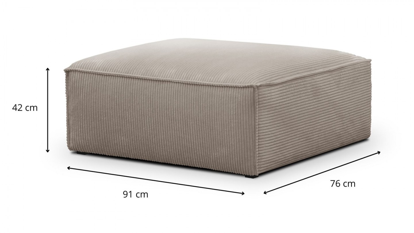 Pouf / repose - pieds modulable en velours côtelé taupe - Rezia