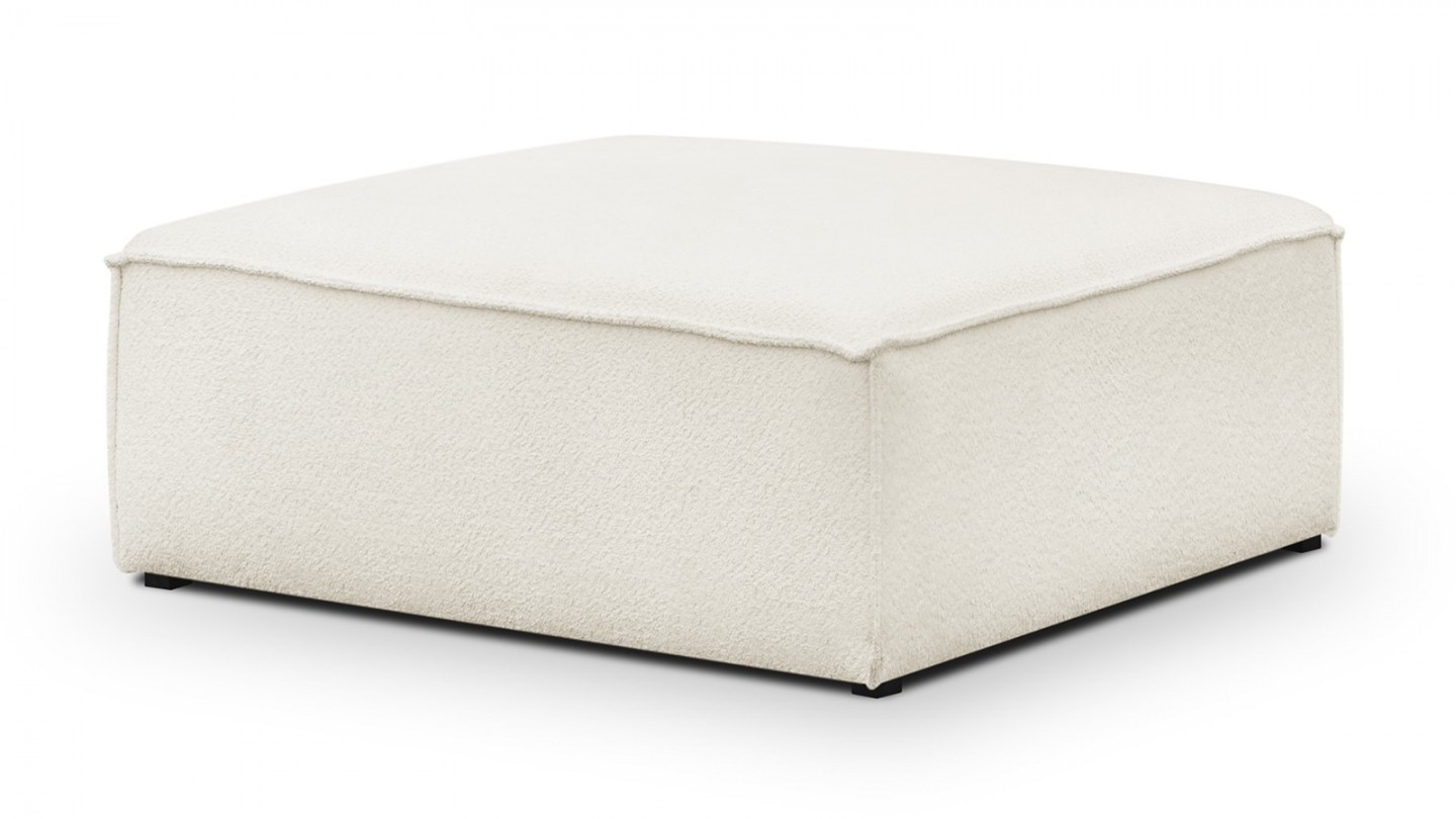 Pouf / repose - pieds modulable en tissu bouclette écru - Rezia