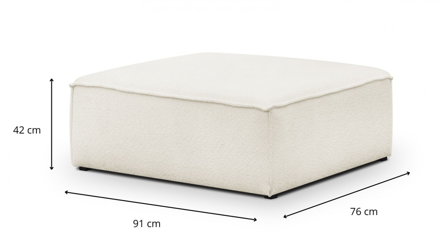 Pouf / repose - pieds modulable en tissu bouclette écru - Rezia