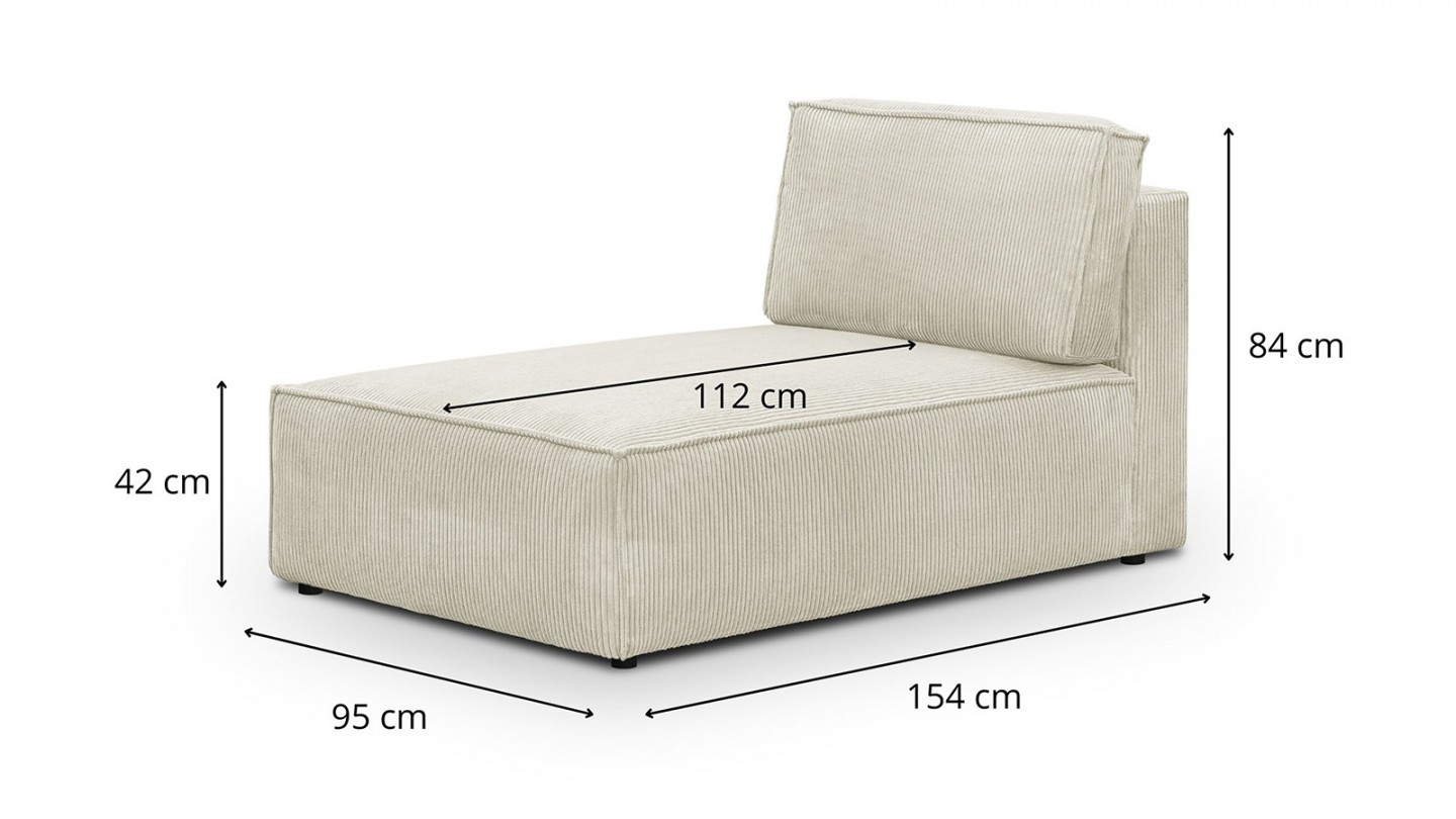 Canapé d'angle modulable convertible 7 places avec coffre de rangement en velours côtelé beige - Harper Mod