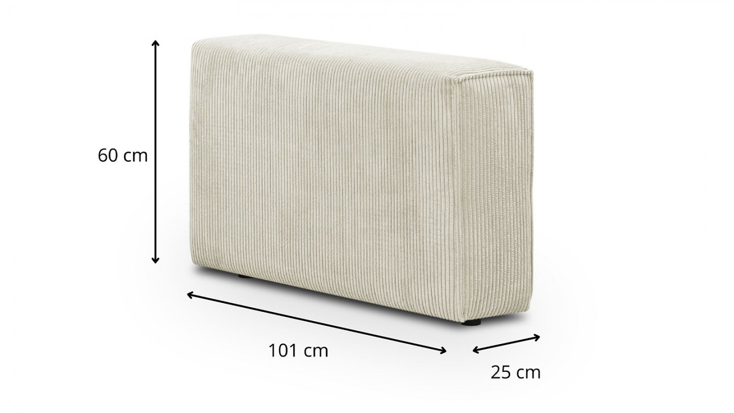 Canapé d'angle modulable convertible 7 places avec coffre de rangement en velours côtelé beige - Harper Mod