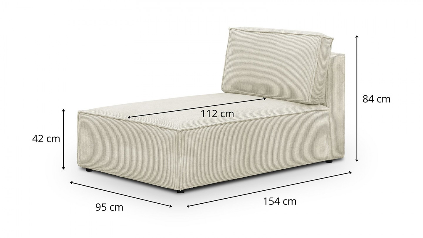 Canapé d'angle à gauche panoramique modulable convertible 10 places avec pouf en velours côtelé beige - Harper Mod