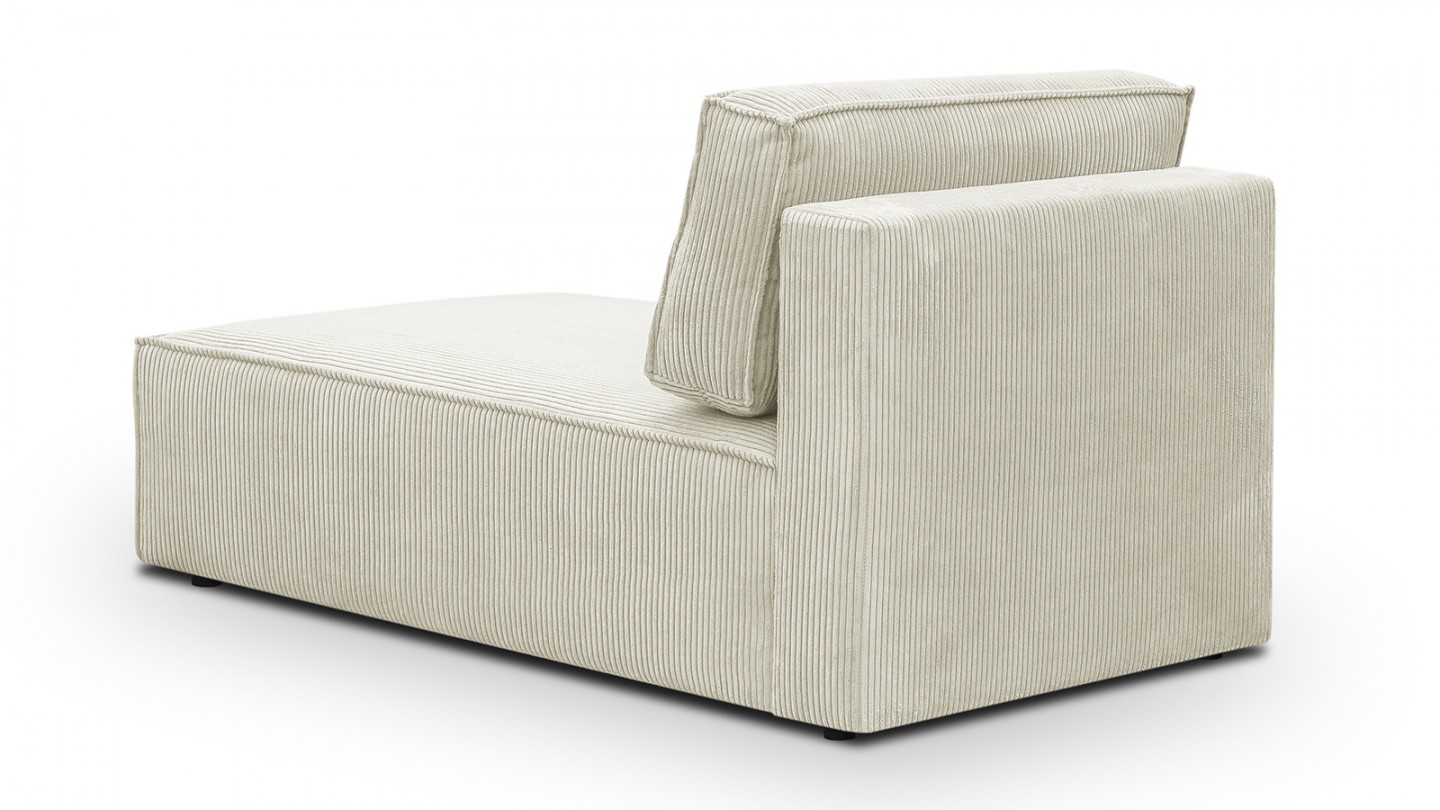 Canapé d'angle à droite panoramique modulable convertible 10 places avec pouf en velours côtelé beige - Harper Mod