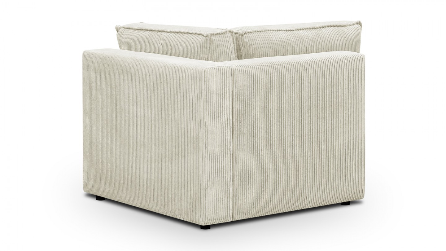Canapé d'angle à gauche modulable 8 places avec pouf en velours côtelé beige - Harper Mod