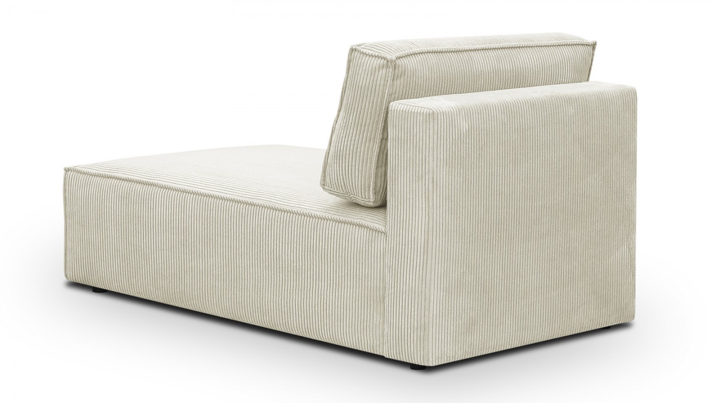 Canapé d'angle à gauche panoramique convertible modulable 8 places avec pouf en velours côtelé beige - Harper Mod