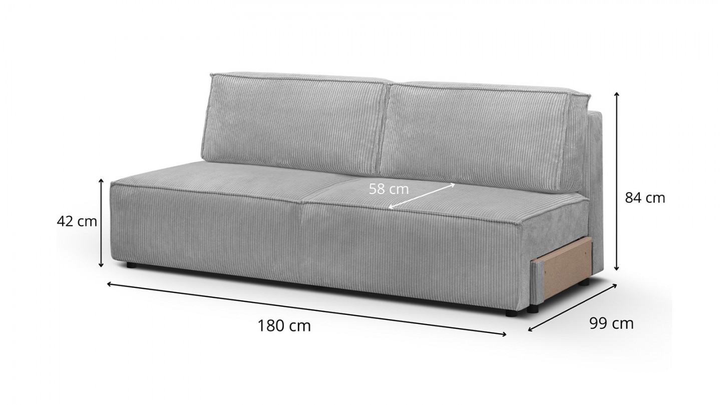 Canapé d'angle à gauche panoramique modulable convertible 10 places avec pouf en velours côtelé gris clair - Harper Mod