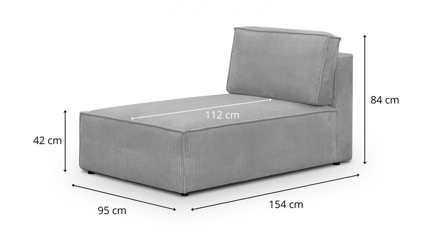 Canapé d'angle à droite panoramique modulable convertible 10 places avec pouf en velours côtelé gris clair - Harper Mod