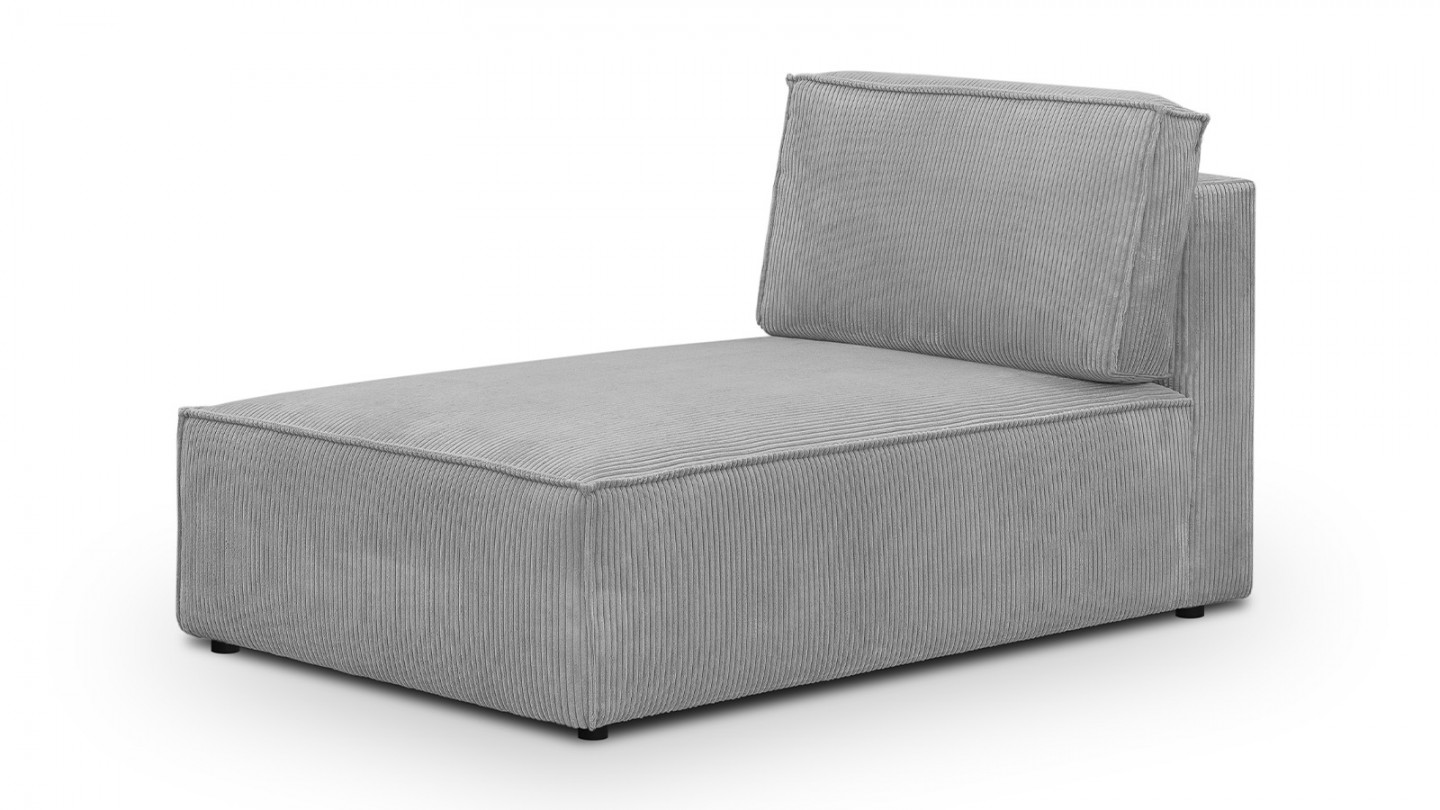 Canapé d'angle à droite panoramique convertible modulable 8 places avec pouf en velours côtelé gris clair - Harper Mod