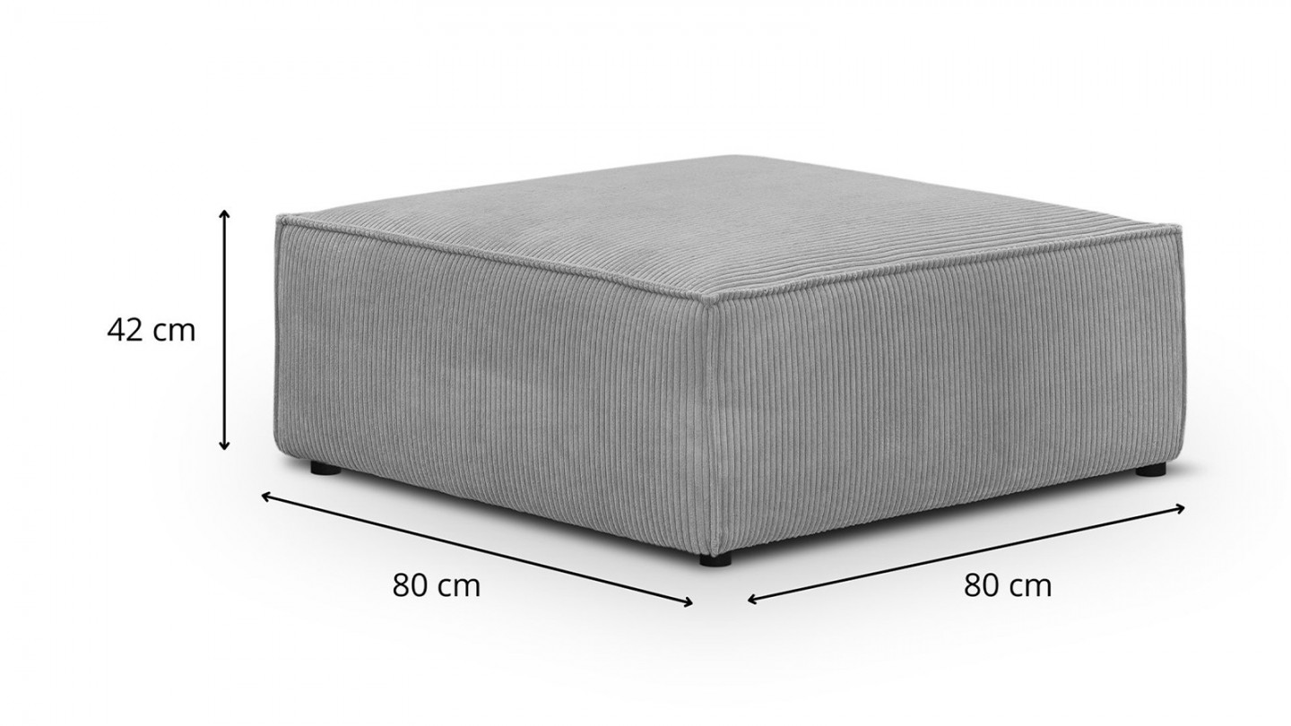 Canapé d'angle à gauche panoramique convertible modulable 8 places avec pouf en velours côtelé gris clair - Harper Mod