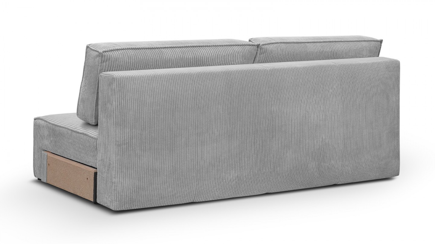 Module canapé convertible 2 places avec coffre de rangement en velours côtelé gris clair - Harper Mod