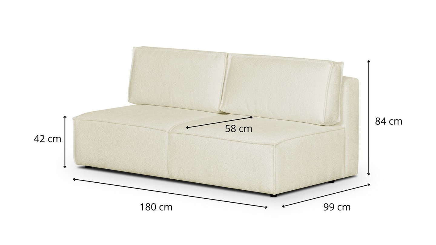 Module canapé 2 places en tissu bouclette écru - Harper Mod