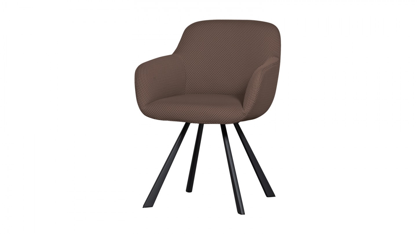 Fauteuil de table en tissu résille marron - Juno