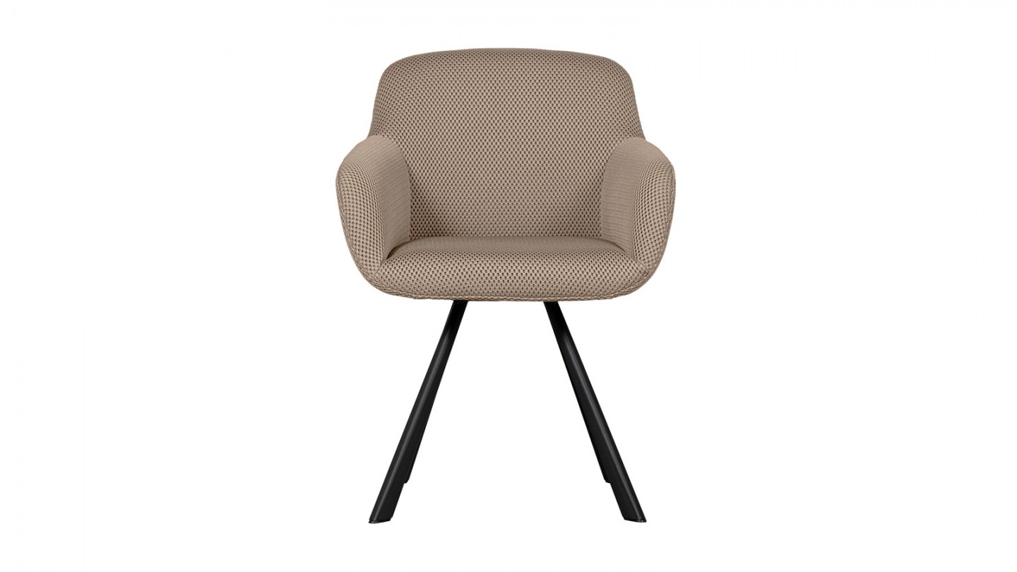 Fauteuil de table en tissu résille beige - Juno