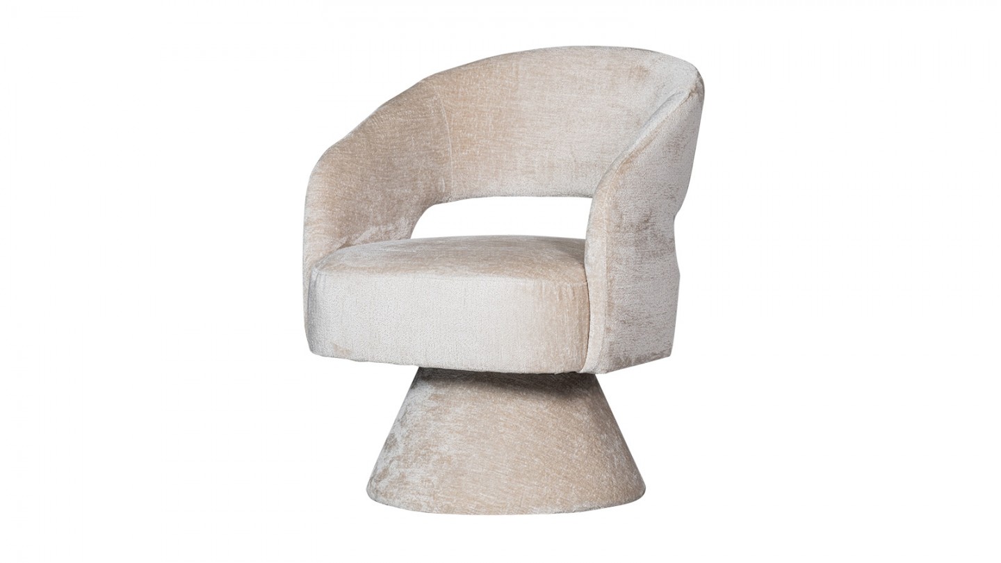 Fauteuil pivotant en tissu chenille beige - Ebba