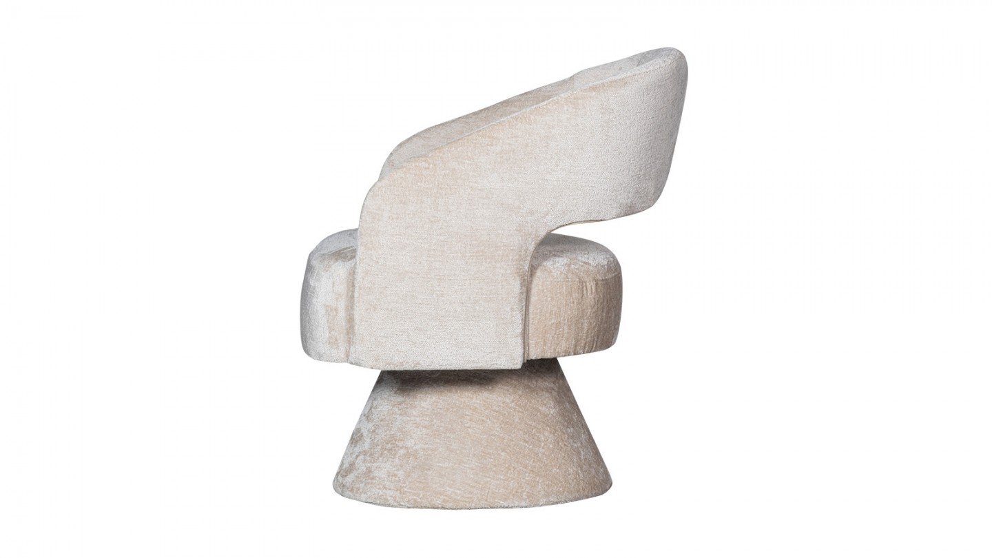 Fauteuil pivotant en tissu chenille beige - Ebba