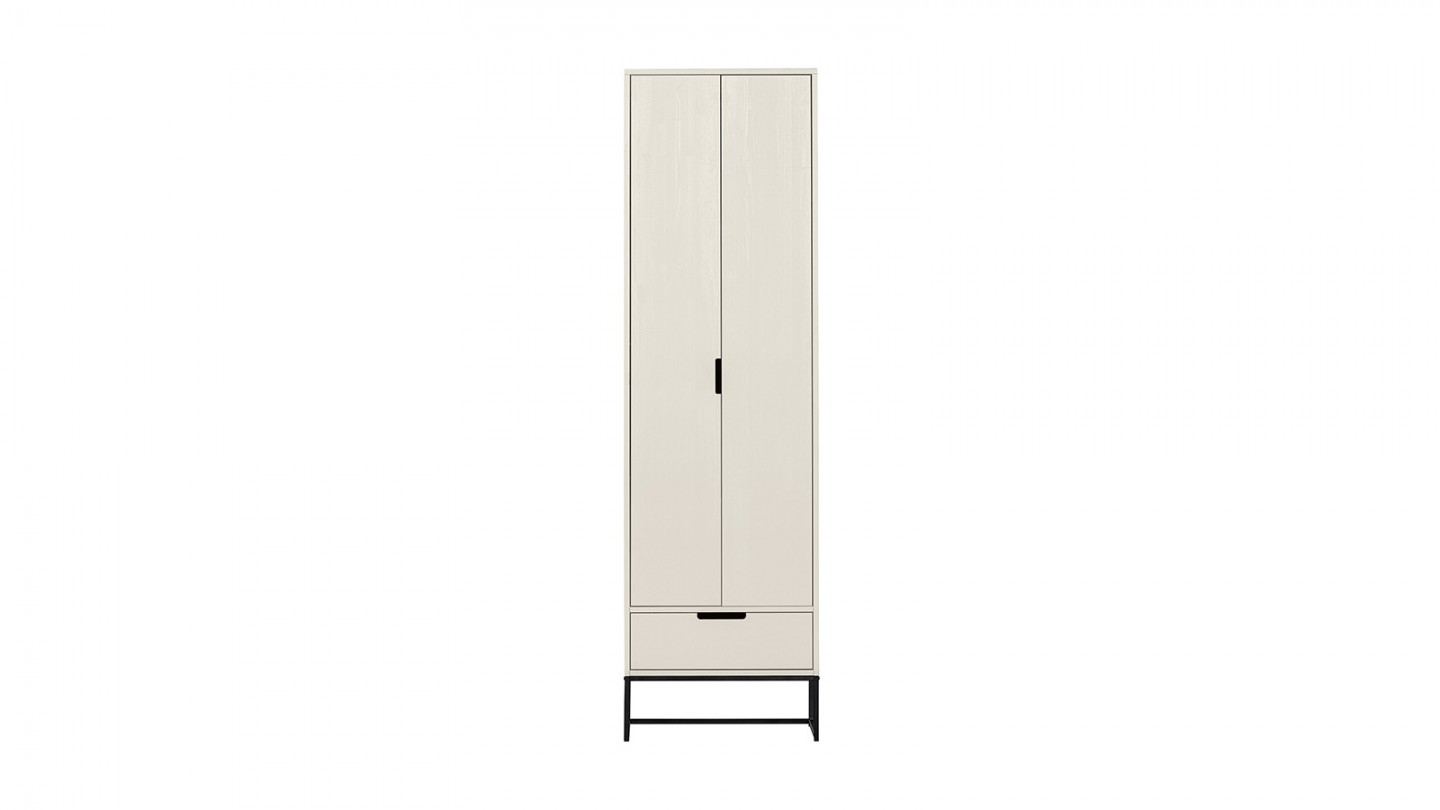 Buffet haut 2 portes 1 tiroir en bois laqué gris clair 60 cm - Silas