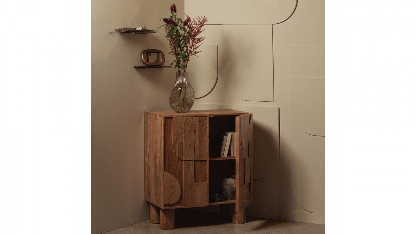 Buffet 2 portes en bois sculpté 80 cm - Notice