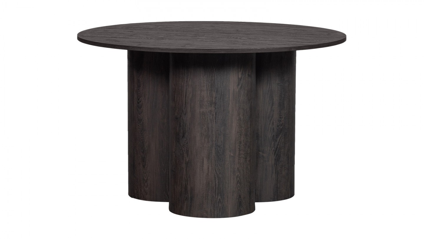 Table à manger ronde 4 personnes brun foncé 120 cm - Oona