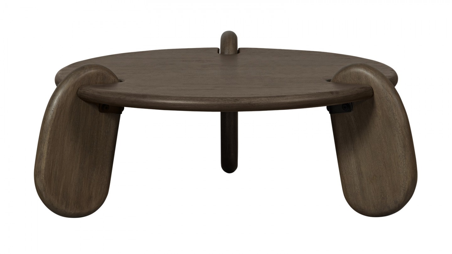 Table basse organique ronde en bois de manguier 100 cm - Imbue