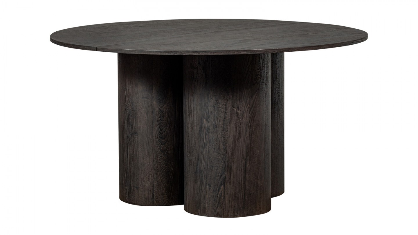 Table à manger ronde 4/6 personnes brun foncé 140 cm - Oona