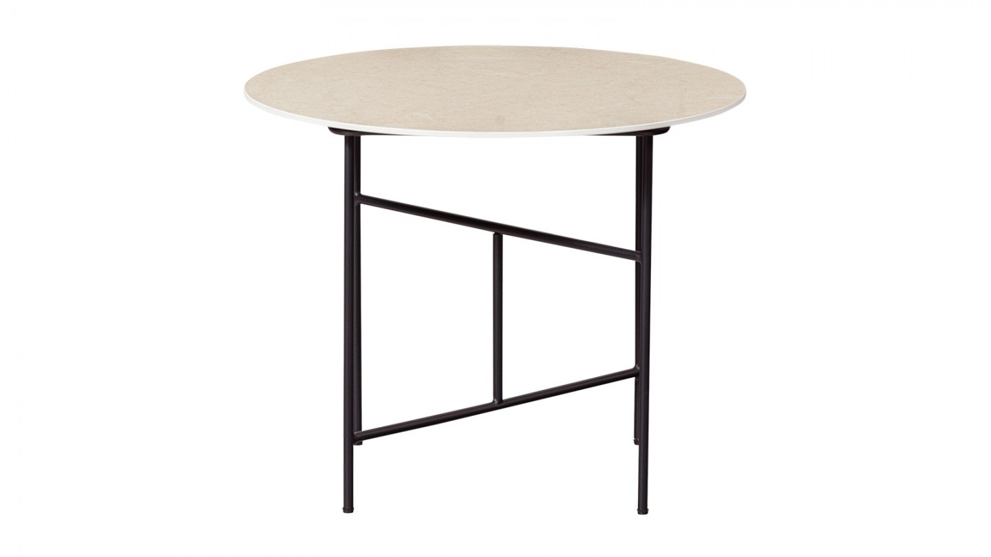 Table basse ronde en marbre beige 60 cm - Vida