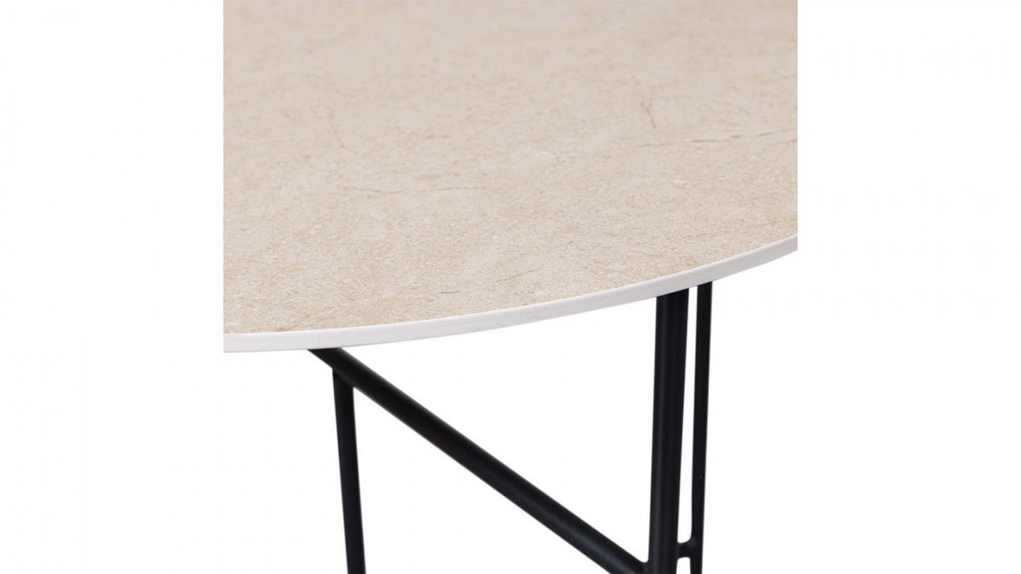 Table basse ronde en marbre beige 60 cm - Vida